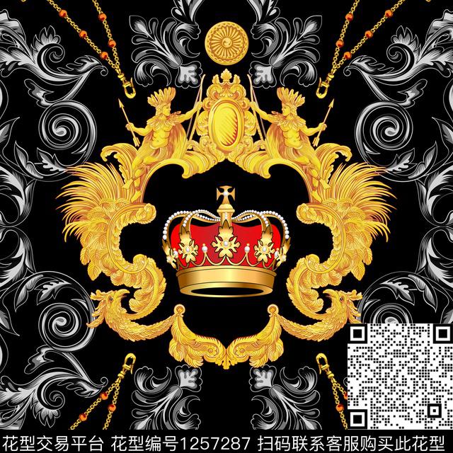 丝巾定位花欧式定位花方巾数码印花花型下载（图片编号: 1257287） - 瓦栏（Walan）