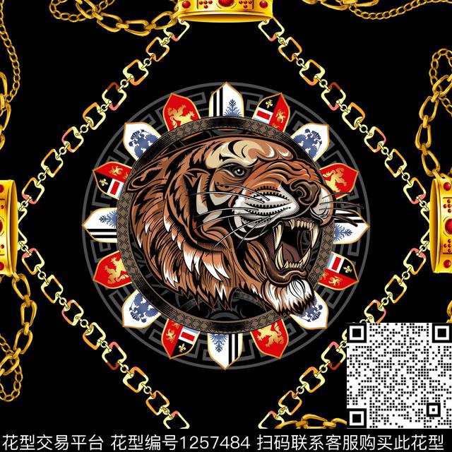 丝巾定位花金属方巾数码印花花型下载（图片编号: 1257484） - 瓦栏（Walan）