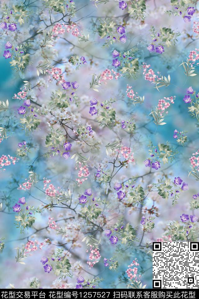 H1828992.tif - 1257527 - 花卉 底纹 满版散花 - 数码印花花型 － 女装花型设计 － 瓦栏