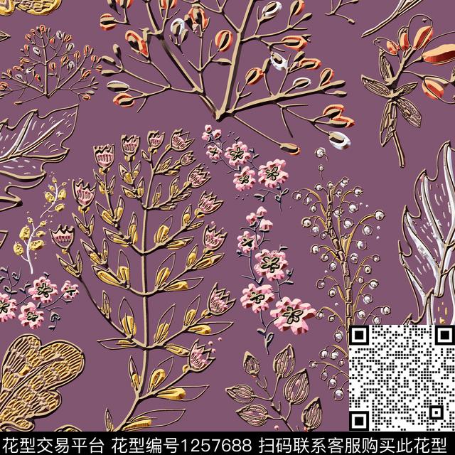 花卉19.9.20.1.jpg - 1257688 - 数码花型 花卉 肌理 - 数码印花花型 － 床品花型设计 － 瓦栏
