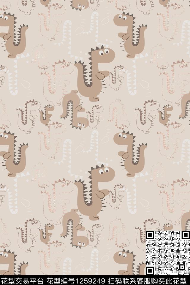 动物恐龙卡通婴童图案传统印花花型下载（图片编号: 1259249） - 瓦栏（Walan）