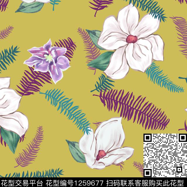 复古大牌风花卉传统印花花型下载（图片编号: 1259677） - 瓦栏（Walan）