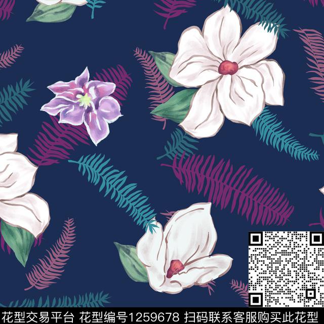 复古大牌风花卉传统印花花型下载（图片编号: 1259678） - 瓦栏（Walan）
