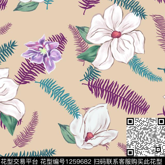 复古大牌风花卉传统印花花型下载（图片编号: 1259682） - 瓦栏（Walan）
