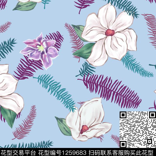 复古大牌风花卉传统印花花型下载（图片编号: 1259683） - 瓦栏（Walan）