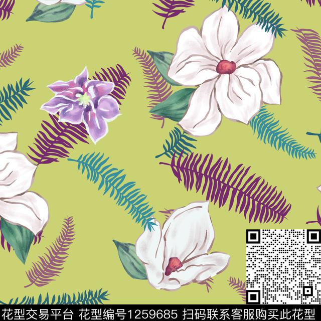 复古大牌风花卉传统印花花型下载（图片编号: 1259685） - 瓦栏（Walan）