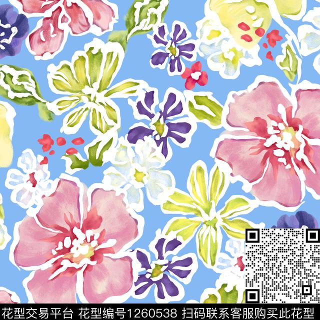 花卉大牌风绿植树叶传统印花花型下载（图片编号: 1260538） - 瓦栏（Walan）