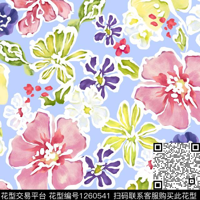 花卉大牌风绿植树叶传统印花花型下载（图片编号: 1260541） - 瓦栏（Walan）