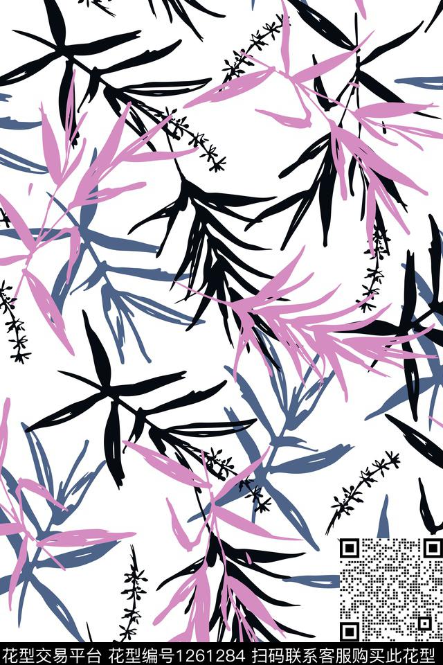 2019-9-23.jpg - 1261284 - 时尚 绿植树叶 竹子 - 传统印花花型 － 女装花型设计 － 瓦栏