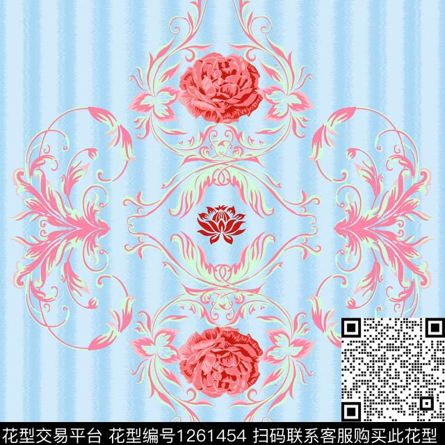 大牌风简欧花卉墙纸传统印花花型下载（图片编号: 1261454） - 瓦栏（Walan）