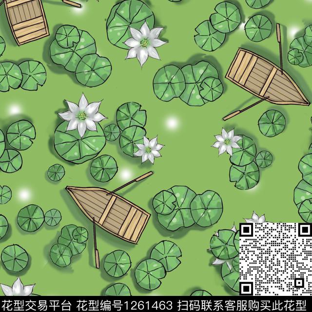 未标题-4.jpg - 1261463 - 绿植树叶 抽象 中国 - 数码印花花型 － 童装花型设计 － 瓦栏