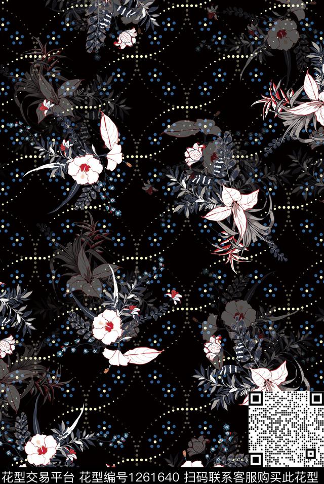 植物中国风国画数码印花花型下载（图片编号: 1261640） - 瓦栏（Walan）