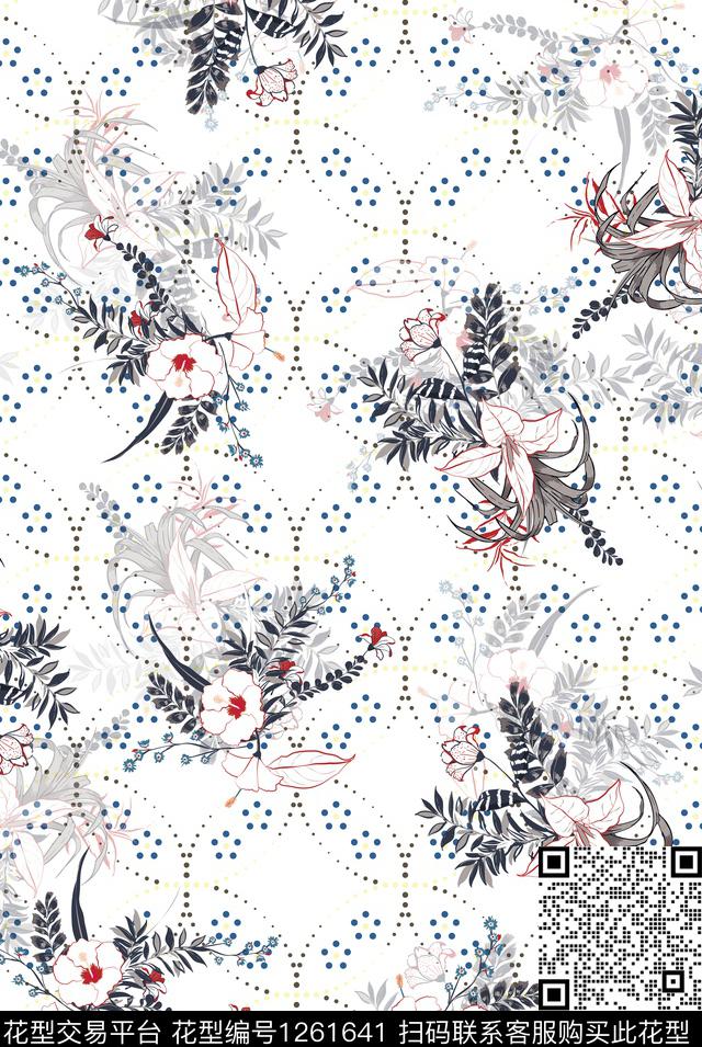 植物中国风国画数码印花花型下载（图片编号: 1261641） - 瓦栏（Walan）