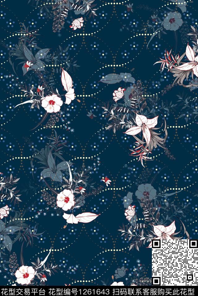 植物中国风国画数码印花花型下载（图片编号: 1261643） - 瓦栏（Walan）