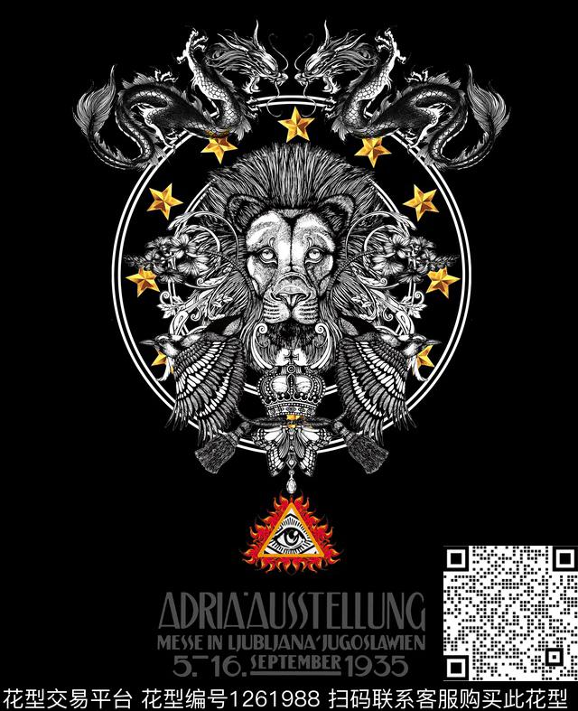 字母定位花动物数码印花花型下载（图片编号: 1261988） - 瓦栏（Walan）