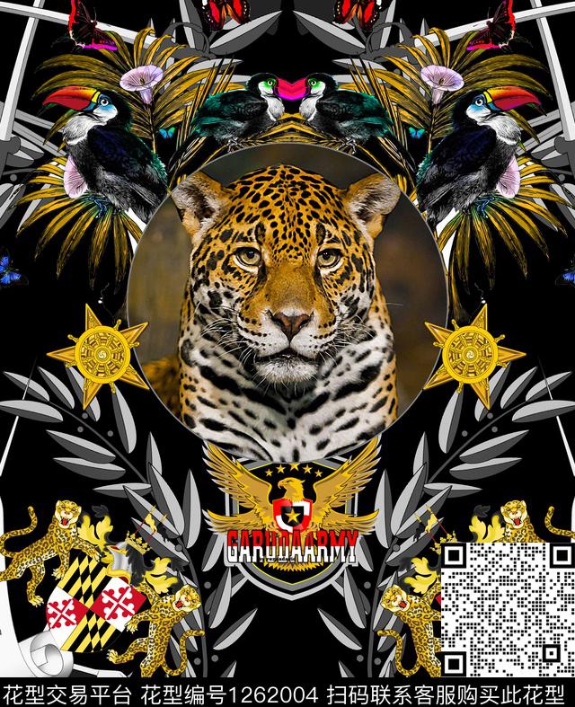 999-179.jpg - 1262004 - 定位花 豹子 动物 - 数码印花花型 － 男装花型设计 － 瓦栏