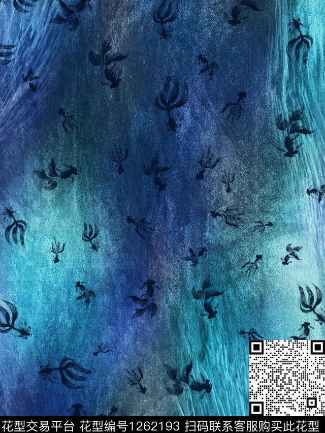 鱼迷彩大牌风数码印花花型下载（图片编号: 1262193） - 瓦栏（Walan）