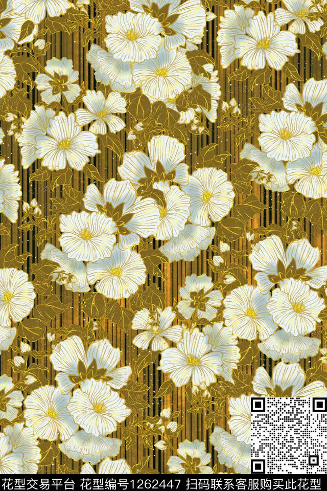 20190932.jpg - 1262447 - 中国 白底花 古典花纹 - 传统印花花型 － 女装花型设计 － 瓦栏