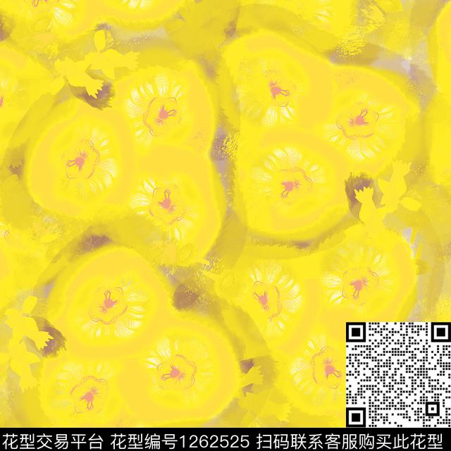 17809792.jpg - 1262525 - 炫彩 手绘 花卉 - 数码印花花型 － 女装花型设计 － 瓦栏