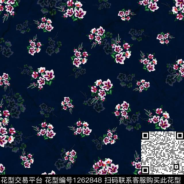 小碎花.jpg - 1262848 - 热带花型 花卉 小碎花 - 数码印花花型 － 窗帘花型设计 － 瓦栏