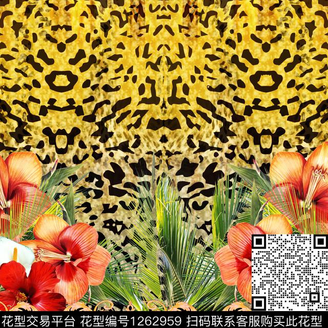 1014-NH.jpg - 1262959 - leopard flowers leaves - 数码印花花型 － 女装花型设计 － 瓦栏