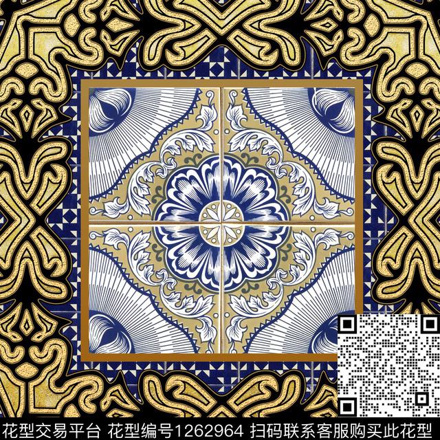 1596-NH.jpg - 1262964 - 围巾 scarf print background - 数码印花花型 － 方巾花型设计 － 瓦栏