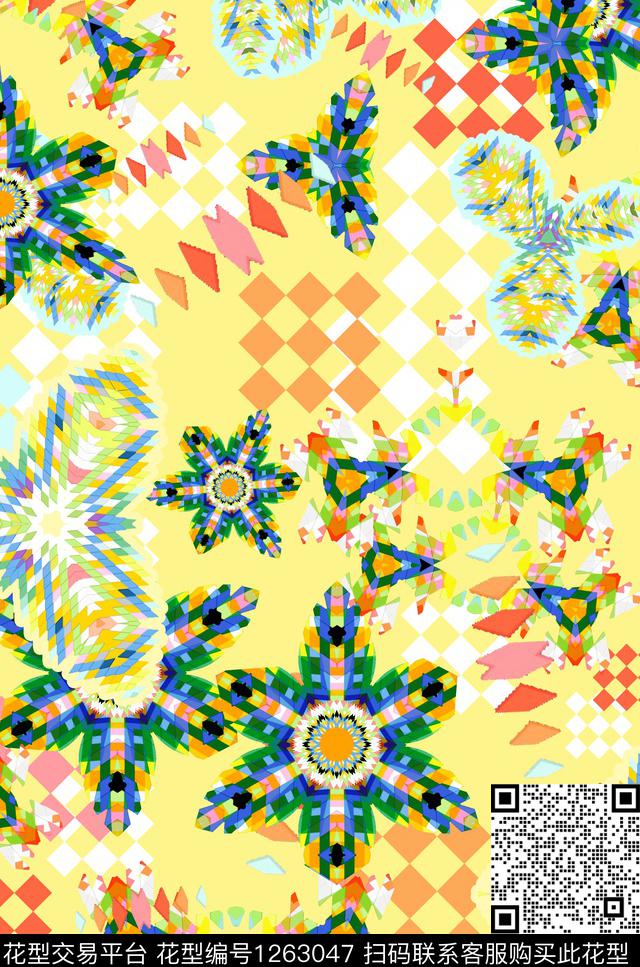 几何抽象2.jpg - 1263047 - 几何 格子 抽象 - 数码印花花型 － 女装花型设计 － 瓦栏