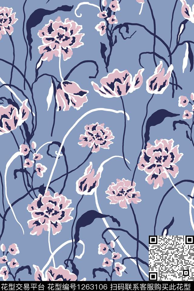 157.jpg - 1263106 - 花卉 大牌风 抽象 - 传统印花花型 － 女装花型设计 － 瓦栏