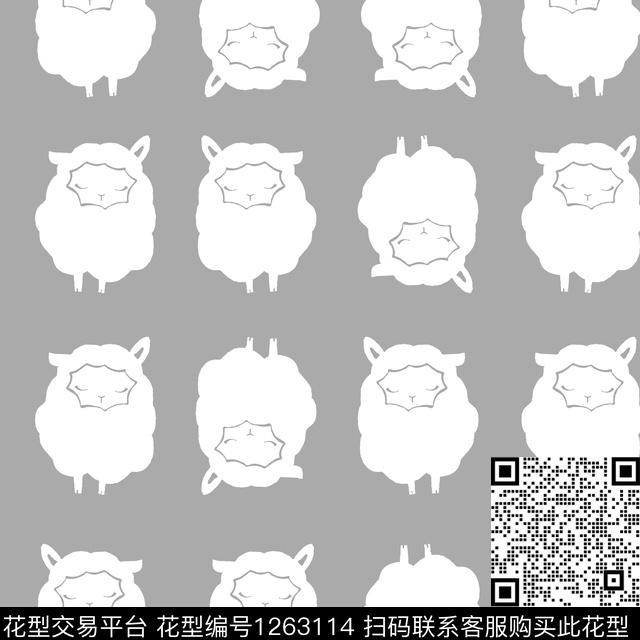 sheep.jpg - 1263114 - 简约 欧美 卡通动物 - 传统印花花型 － 童装花型设计 － 瓦栏