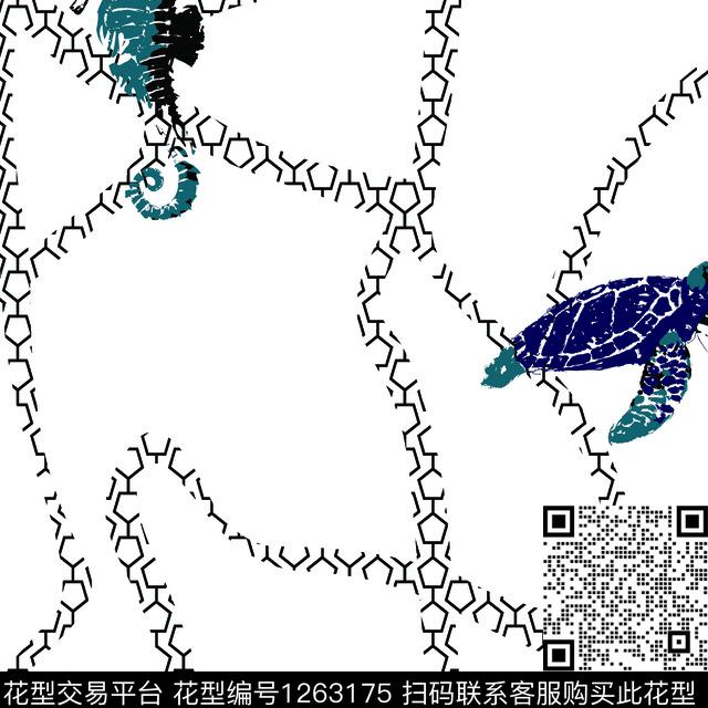 189.jpg - 1263175 - 海马 乌龟 几何 - 传统印花花型 － 男装花型设计 － 瓦栏