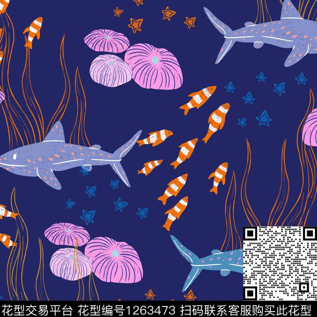 OCEAN定稿.jpg - 1263473 - 动物 潮牌 大牌风 - 传统印花花型 － 女装花型设计 － 瓦栏