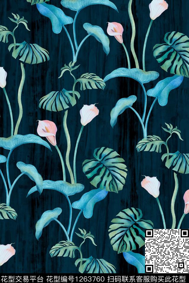 162.jpg - 1263760 - 绿植树叶 热带花型 花卉 - 数码印花花型 － 女装花型设计 － 瓦栏