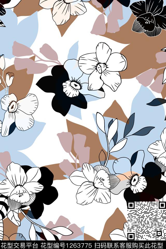 609.jpg - 1263775 - 趣味 风格化花卉 潮牌 - 数码印花花型 － 女装花型设计 － 瓦栏
