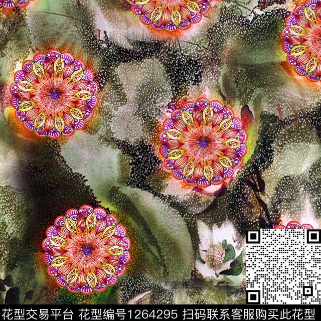 W1907096.jpg - 1264295 - 花卉 民族花卉 数码花型 - 数码印花花型 － 女装花型设计 － 瓦栏