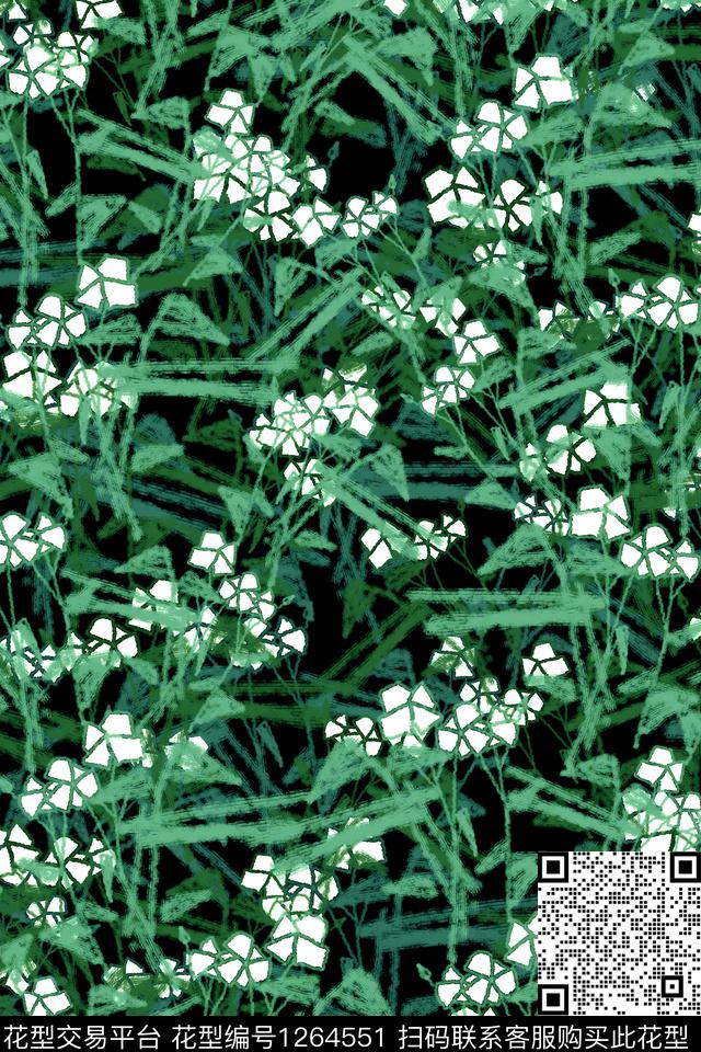 男装花卉抽象传统印花花型下载（图片编号: 1264551） - 瓦栏（Walan）