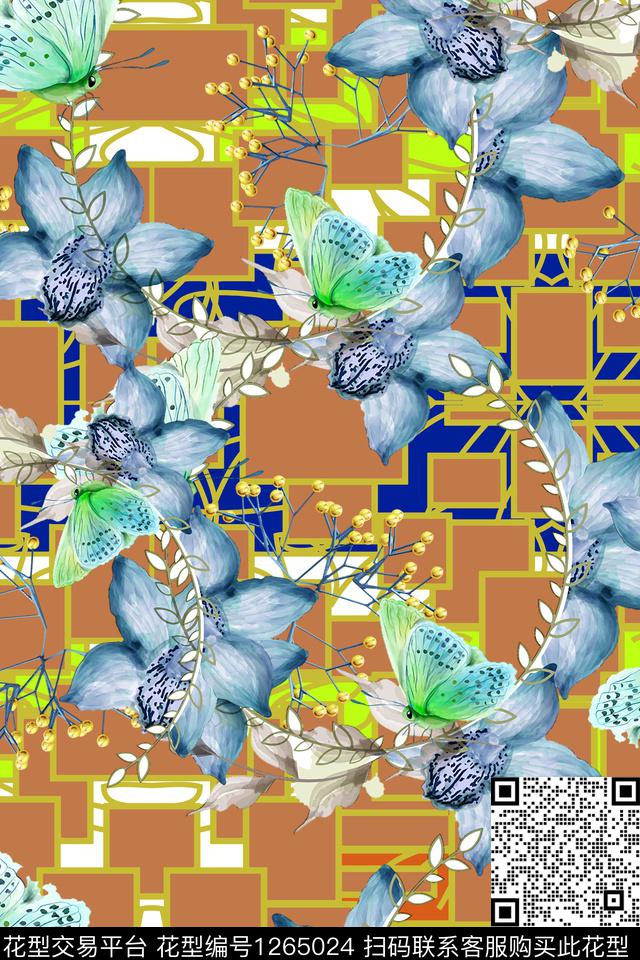 211.jpg - 1265024 - 几何 花卉 抽象 - 数码印花花型 － 女装花型设计 － 瓦栏
