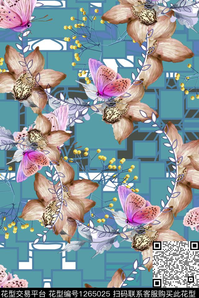 211-1.jpg - 1265025 - 几何 花卉 抽象 - 数码印花花型 － 女装花型设计 － 瓦栏