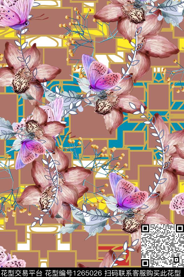 211.jpg - 1265026 - 几何 花卉 抽象 - 数码印花花型 － 女装花型设计 － 瓦栏