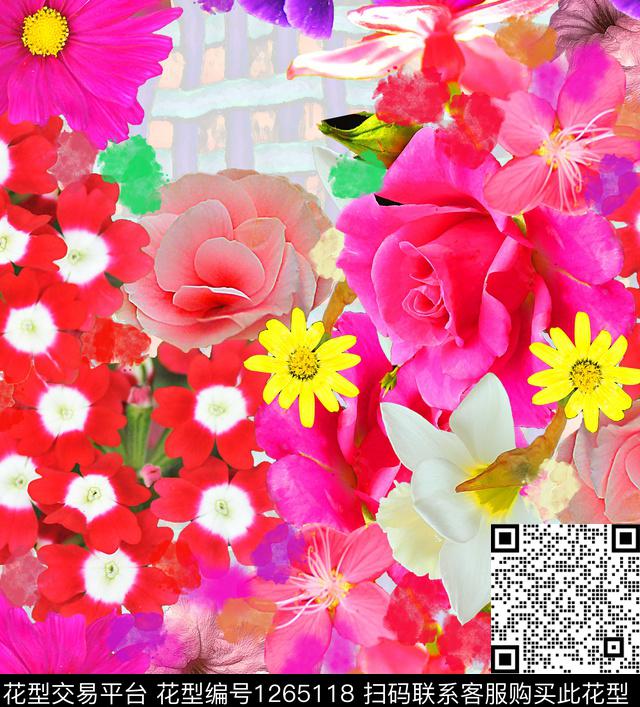7679.jpg - 1265118 - 炫彩 混合拼接 花卉 - 数码印花花型 － 女装花型设计 － 瓦栏