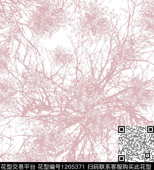 清爽底花卉春夏花型树枝传统印花花型下载（图片编号: 1265371） - 瓦栏（Walan）