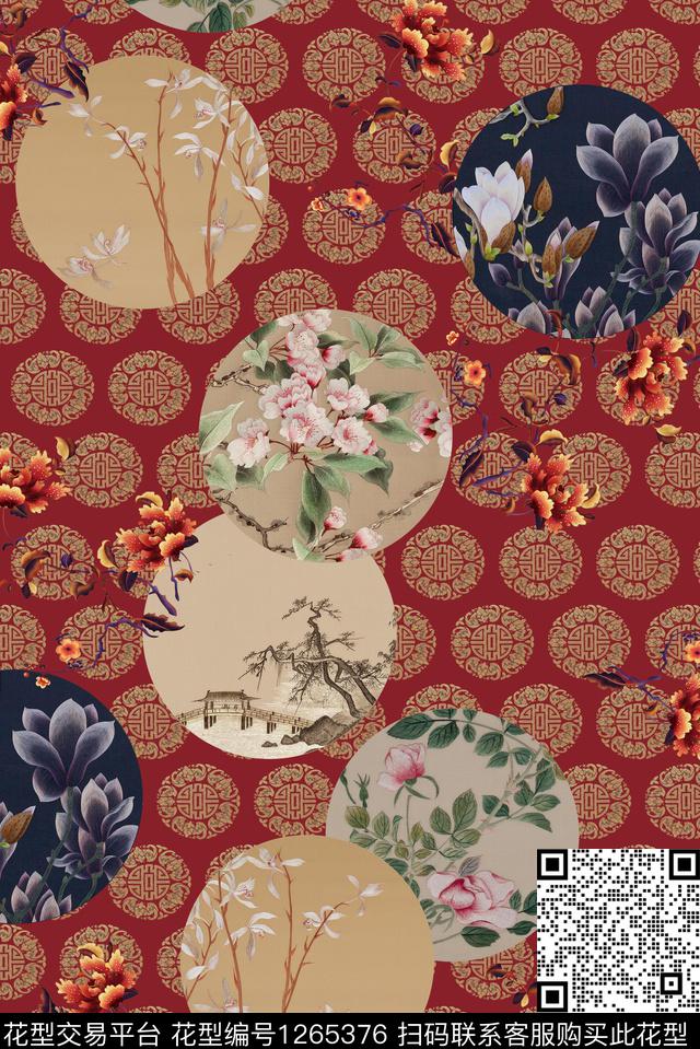 191014-3.jpg - 1265376 - 牡丹 旗袍 小碎花 - 数码印花花型 － 女装花型设计 － 瓦栏