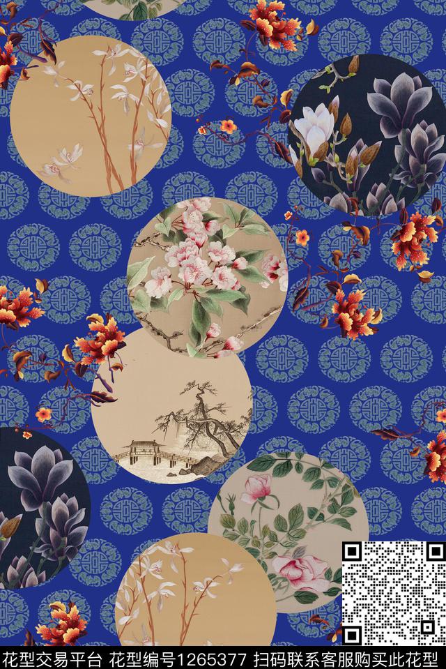 191014-3-1.jpg - 1265377 - 牡丹 旗袍 小碎花 - 数码印花花型 － 女装花型设计 － 瓦栏