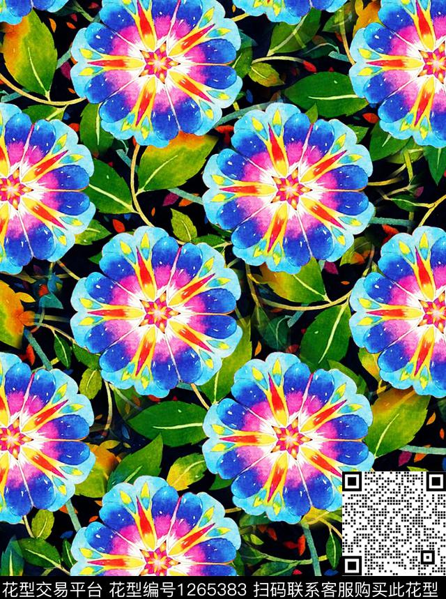 植物中国风国画数码印花花型下载（图片编号: 1265383） - 瓦栏（Walan）
