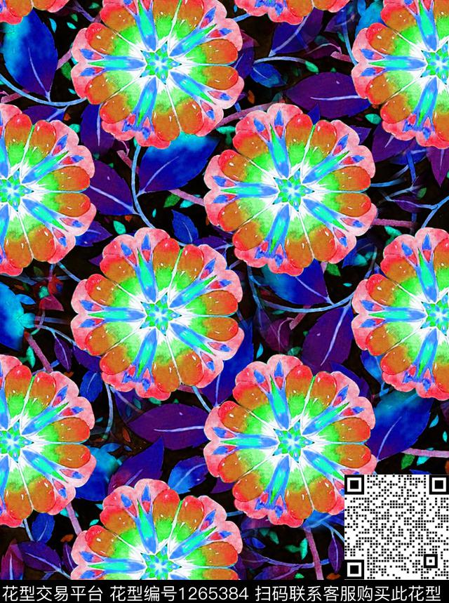 植物中国风国画数码印花花型下载（图片编号: 1265384） - 瓦栏（Walan）