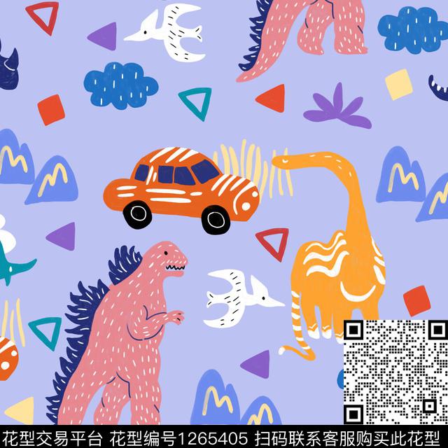 恐龙3.jpg - 1265405 - 卡通 大牌风 动物 - 传统印花花型 － 童装花型设计 － 瓦栏