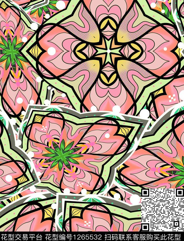小方巾色块.jpg - 1265532 - 几何 抽象 民族风 - 数码印花花型 － 女装花型设计 － 瓦栏