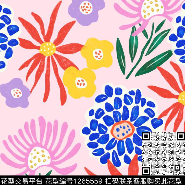 大牌风花卉绿植树叶传统印花花型下载（图片编号: 1265559） - 瓦栏（Walan）