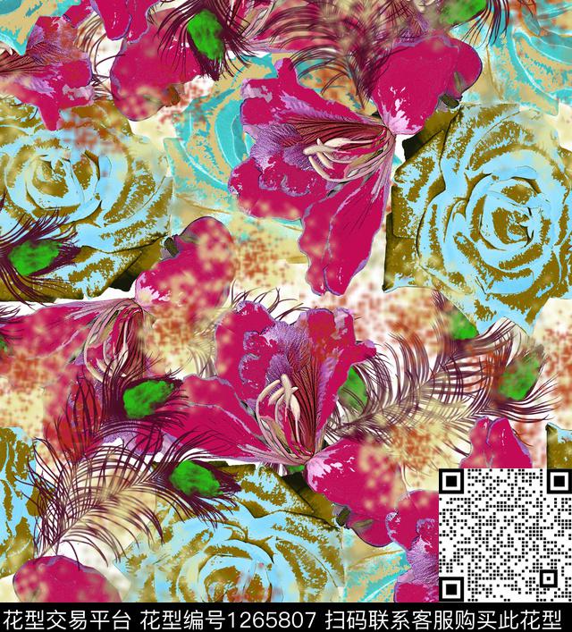 6765.jpg - 1265807 - 炫彩 花卉 抽象 - 数码印花花型 － 女装花型设计 － 瓦栏