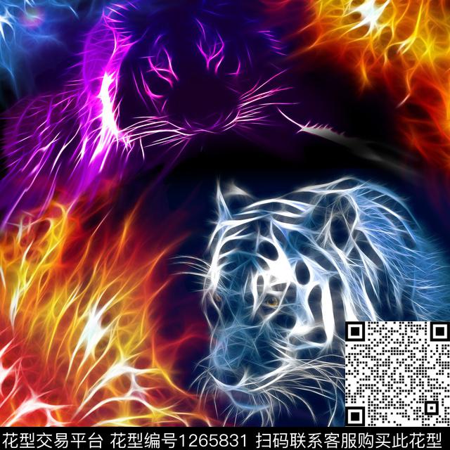 1016-NH.jpg - 1265831 - tiger fractal textile print - 数码印花花型 － 女装花型设计 － 瓦栏