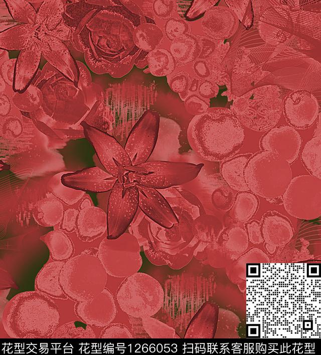 980097.jpg - 1266053 - 花卉 炫彩 抽象 - 数码印花花型 － 女装花型设计 － 瓦栏